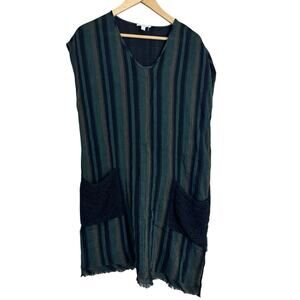 Eileen Fisher Nori Striped Cotton Gauzey Caftan Tunic Organic Cotton XS Slouchy